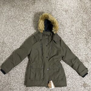 NWT Wantdo Women’s Quilted Rain Jacket Fur Hooded Army Green Parka Winter Coat